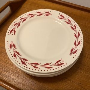 VGUC Homer Laughlin (set of 6) burgundy laurel rim bread and butter plates
